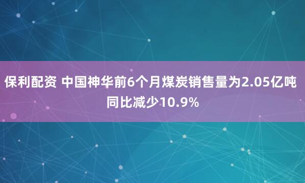 保利配资 中国神华前6个月煤炭销售量为2.05亿吨 同比减少10.9%
